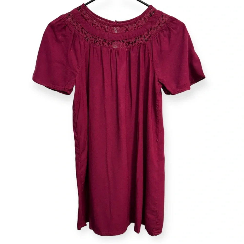 Old Navy Burgundy Babydoll Dress with‎ Puff Sleeves